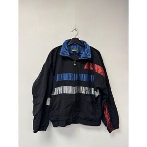 Vintage Fred Perry Jacket Medium Black Striped Colorblock Windbreaker 90s Oi
